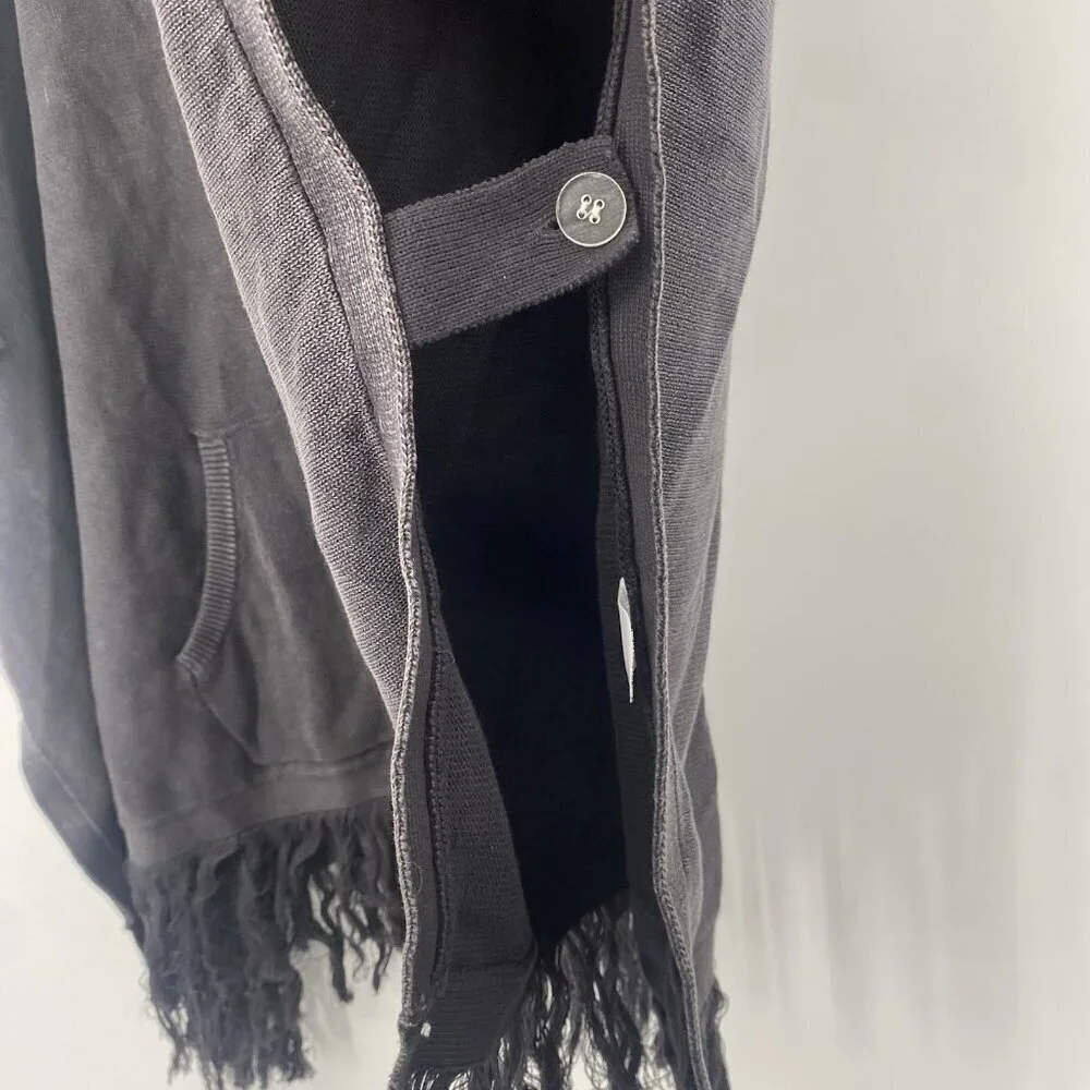 Joes Jeans Collection Size Small Black Poncho Sweater Cotton Fringe Pockets Boho